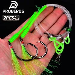 PROBEROS anzuelos circulares preatados con falda luminosa para snapper