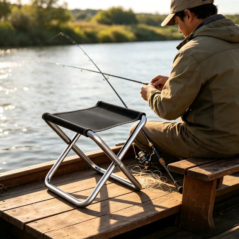 Taburete plegable para pesca: banco camping de aluminio - imagen 4