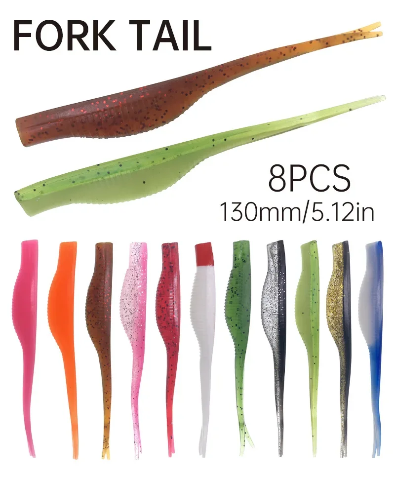 Señuelos blandos Jerk Minnow de PVC MUKUN en pack de 8 piezas