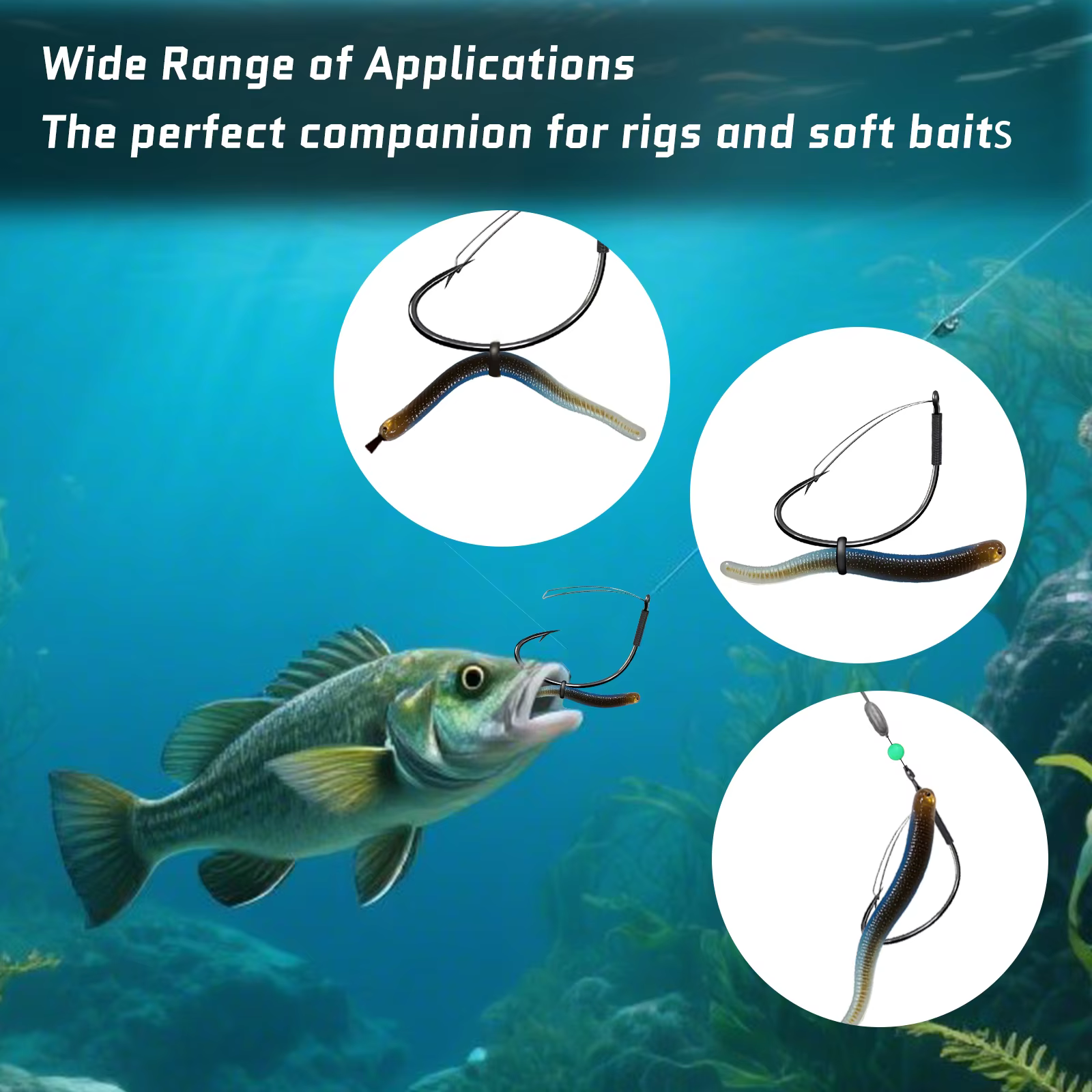 Anzuelos Weedless FishTrip para pesca de lubina - Monturas Wacky y Neko - imagen 5