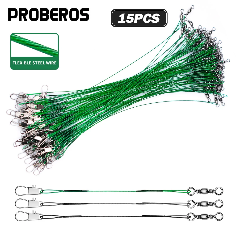 Proberos Líderes de acero anti-mordidas con mosquetones giratorios - imagen 5