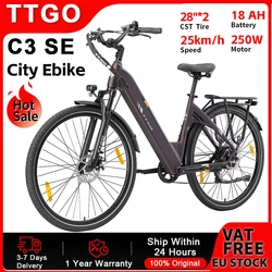 Bicicleta eléctrica TTGO 250W con batería extraíble y 7 velocidades