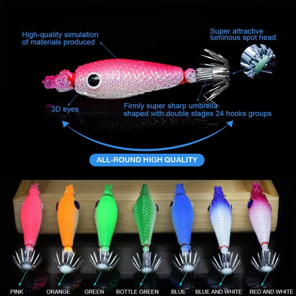 Cebo Jigging Luminoso Calamar Gancho Acero Inoxidable Sepia Pulpo