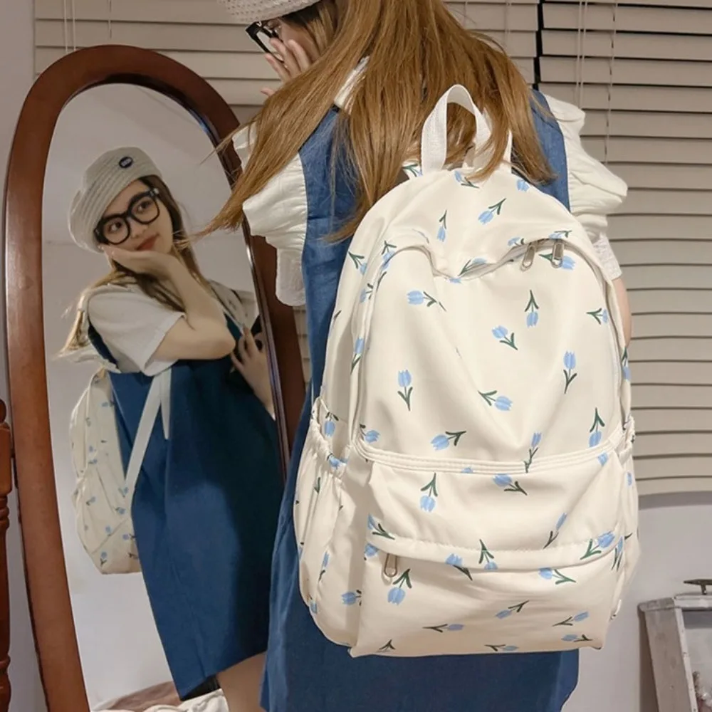 Mochila impermeable gran capacidad para mujer con diseño floral