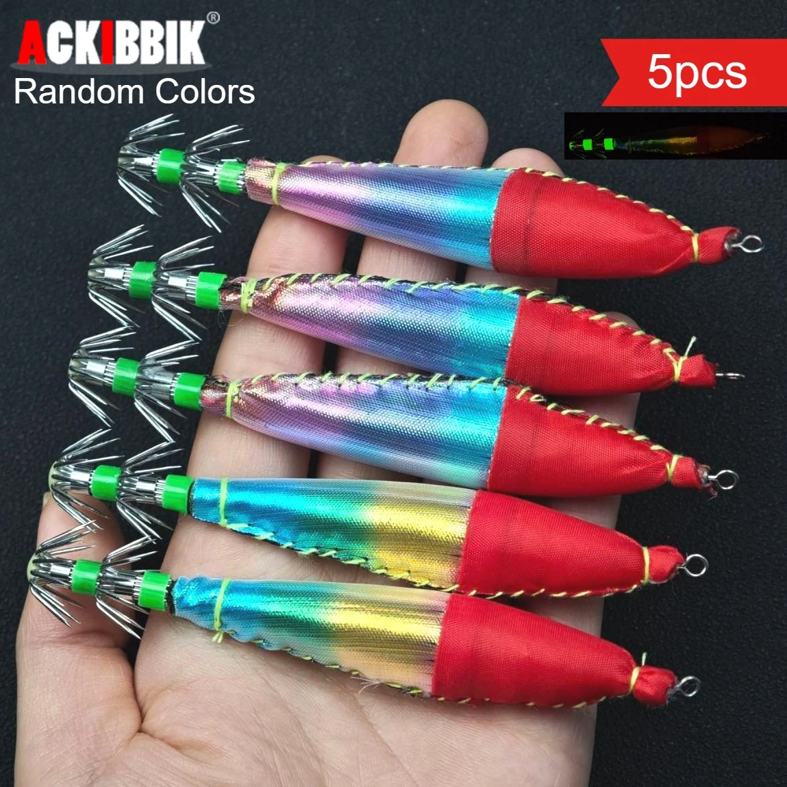 Ackibbik jig luminoso de calamar para gambas con gancho - imagen 5