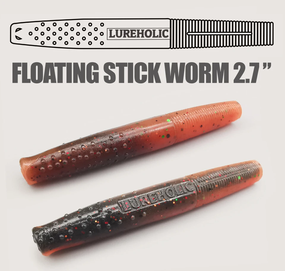 Cebo blando flotante Stick Worm en vista lateral