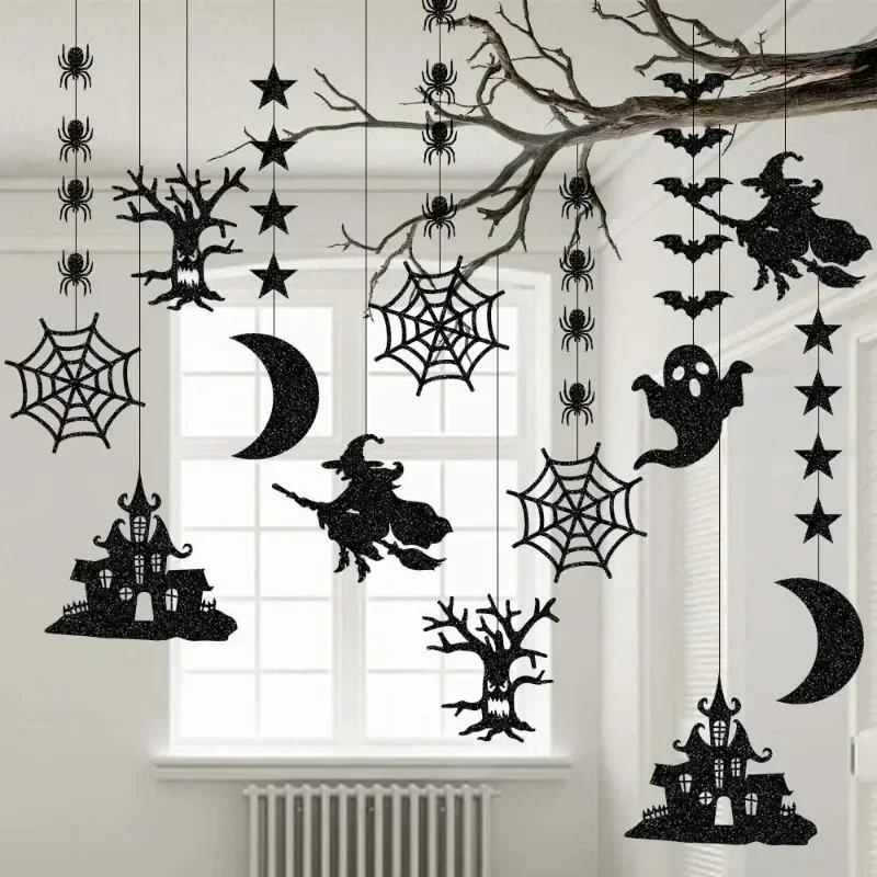 Adornos colgantes de Halloween con fantasmas y brujas