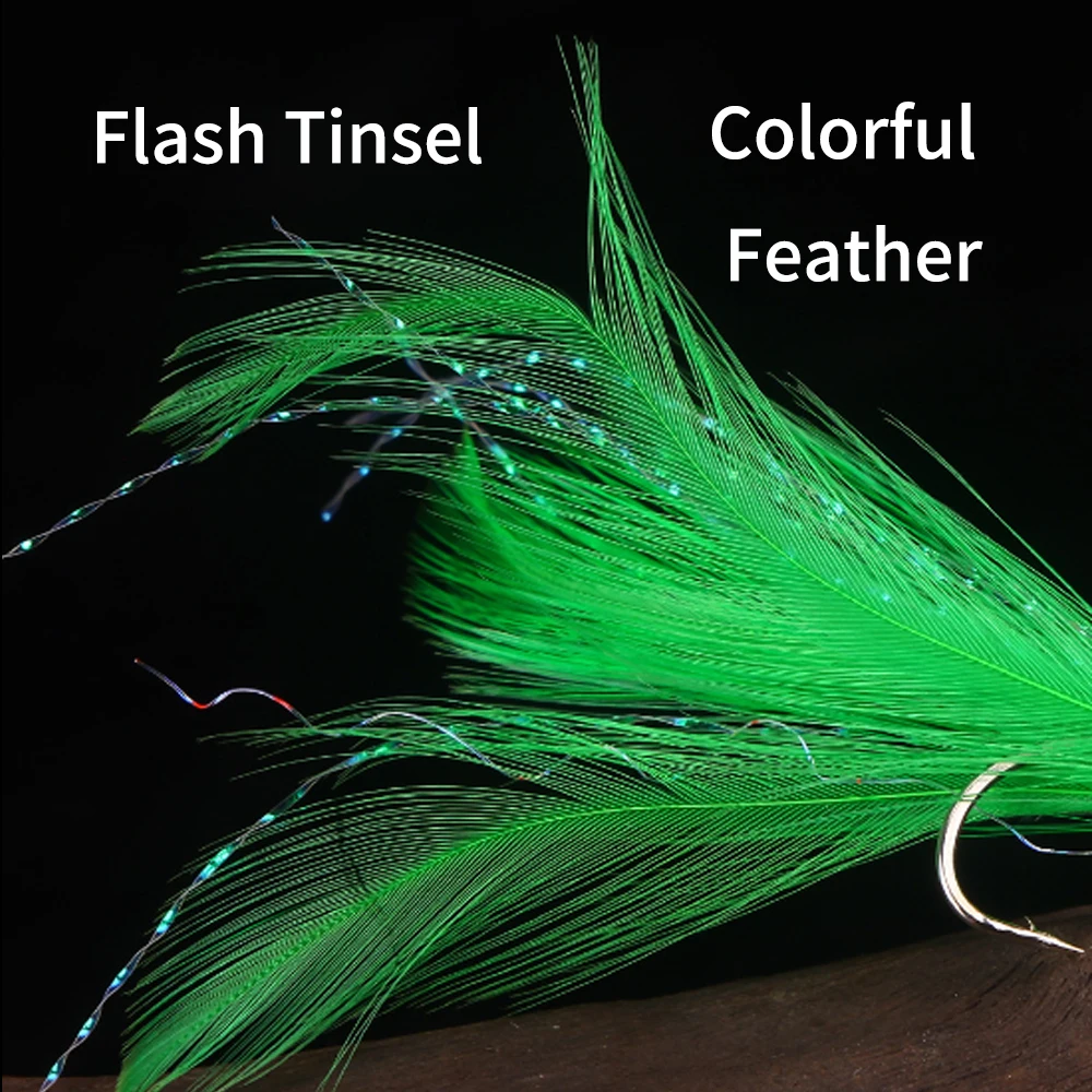 Ellllv Anzuelos de plumas multicolor – Señuelo para caballa en agua - imagen 3