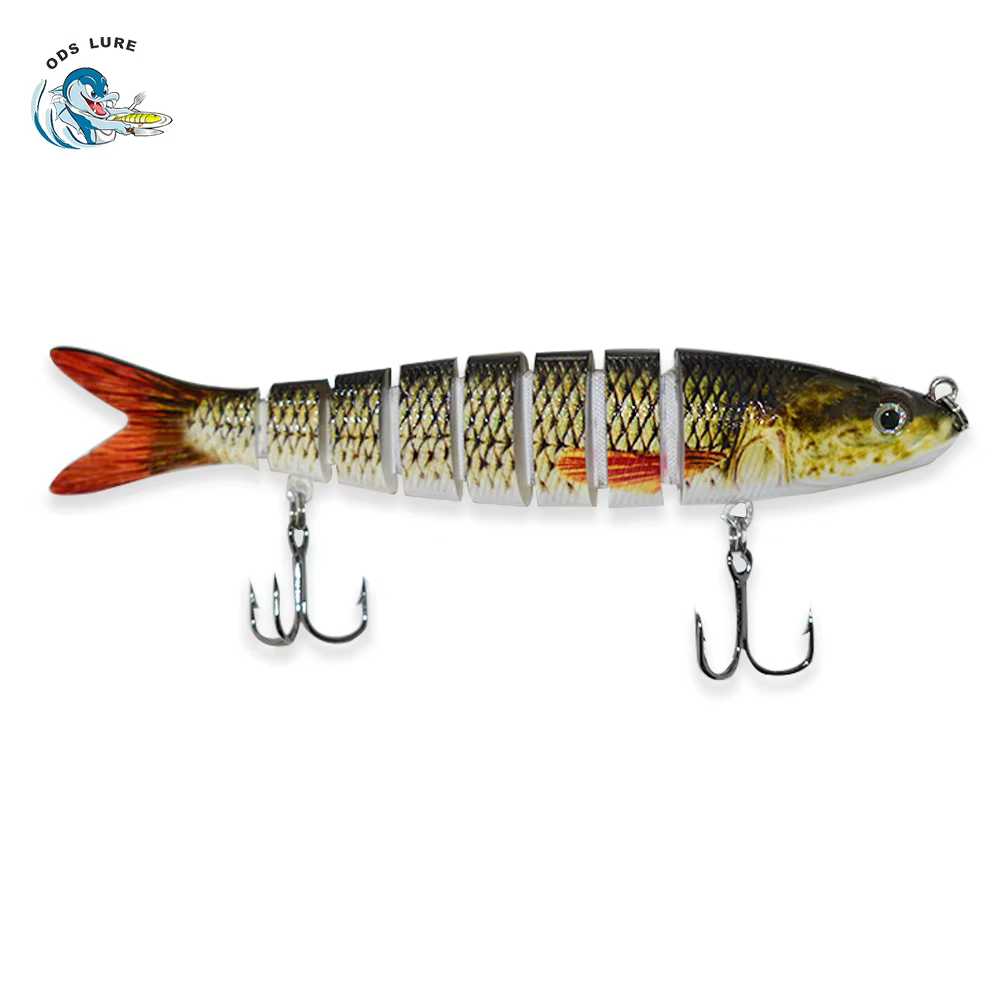Señuelo duro azul articulado preparado para pesca deportiva