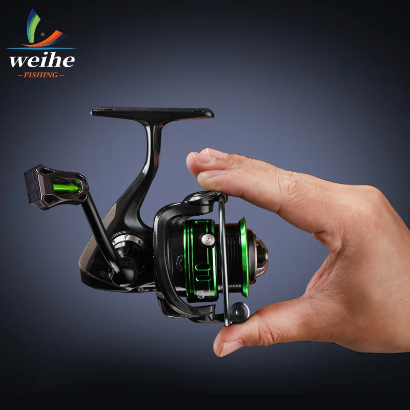 WEIHE Carrete de pesca giratorio pequeño con manivela reversible