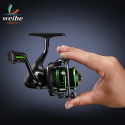 WEIHE Carrete de pesca giratorio pequeño con manivela reversible