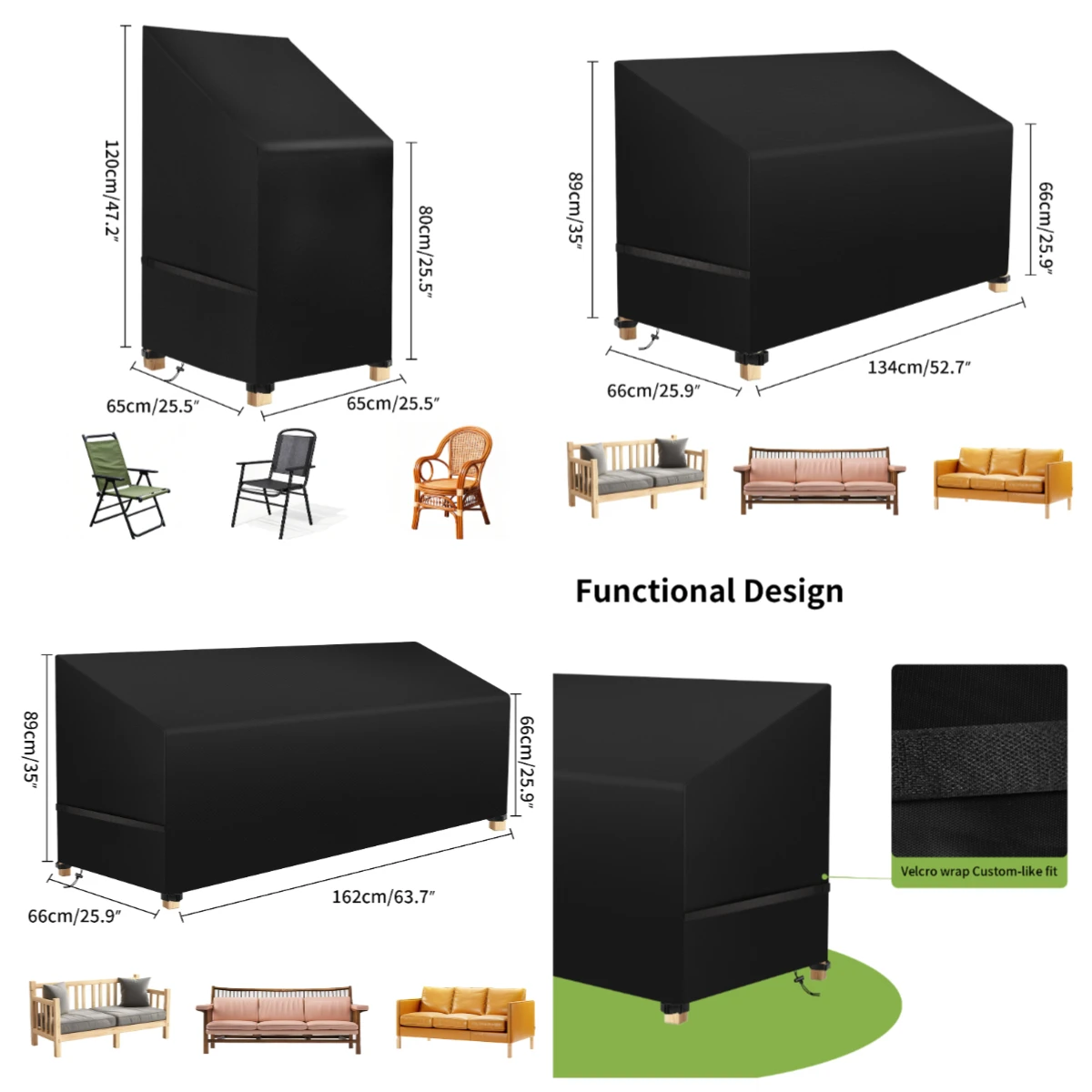 Fundas para banco de jardín impermeables Oxford 210D Anti-UV - imagen 2