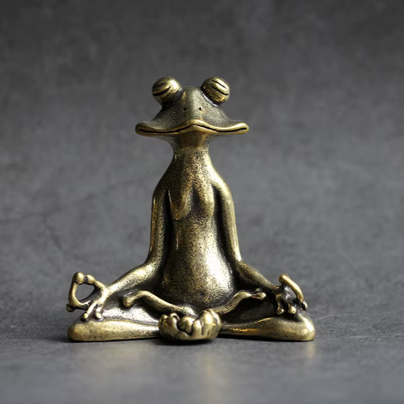 Estatua rana en latón estilo Zen – Decoración vintage - imagen 2