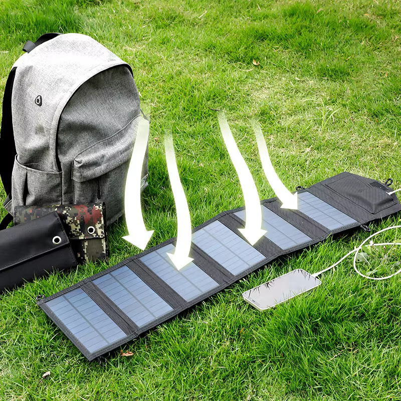 Panel solar plegable 5V USB con power bank y cable - imagen 5