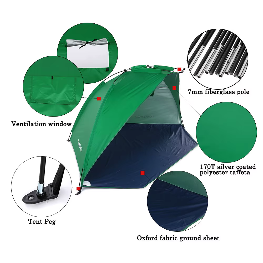 Refugio de sombra ultraligero para 2 – Protección UV playa pesca - imagen 3