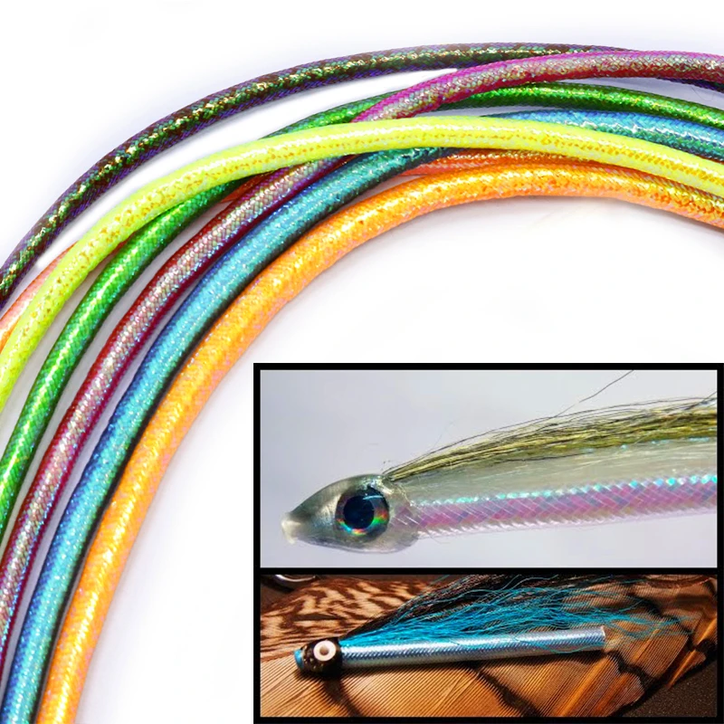 Poxy Minnow Tubo mosca trenzado Mylar para Pike Zonker salmón - imagen 4