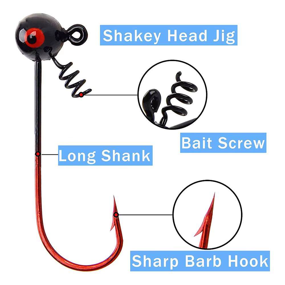 Anzuelos Shakey Head con tornillo de bloqueo para vinilos - imagen 2