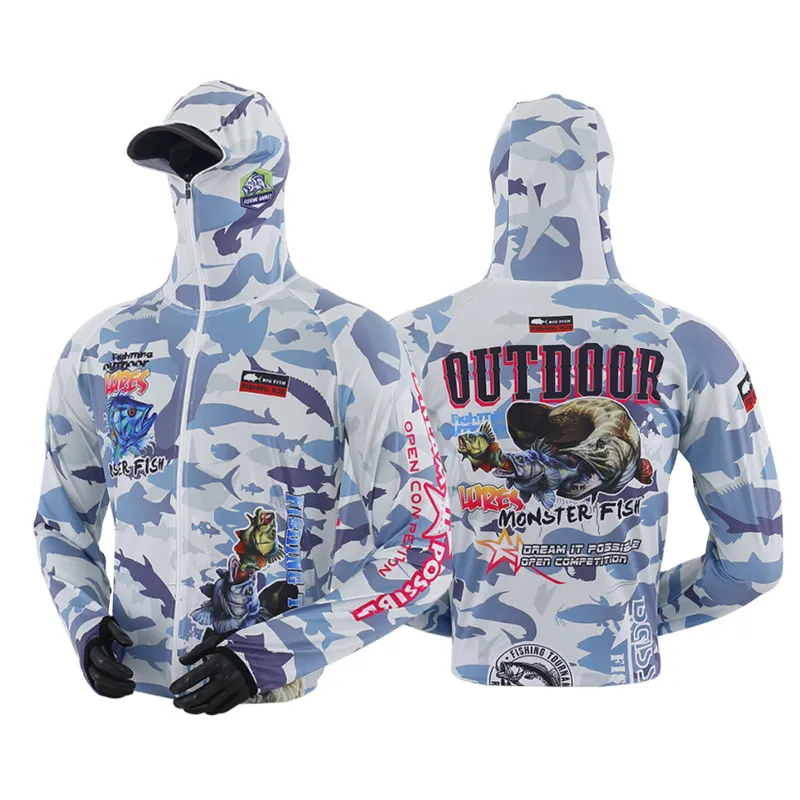 Ropa de pesca camuflaje mar con protección solar para hombre - imagen 4