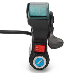 Patinete eléctrico rojo: pantalla con bloqueo de pulgar y empuñadura