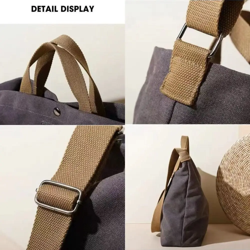 Bolso tote de lona con cremallera y gran capacidad para hombro