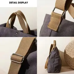 Bolso tote de lona con cremallera y gran capacidad para hombro