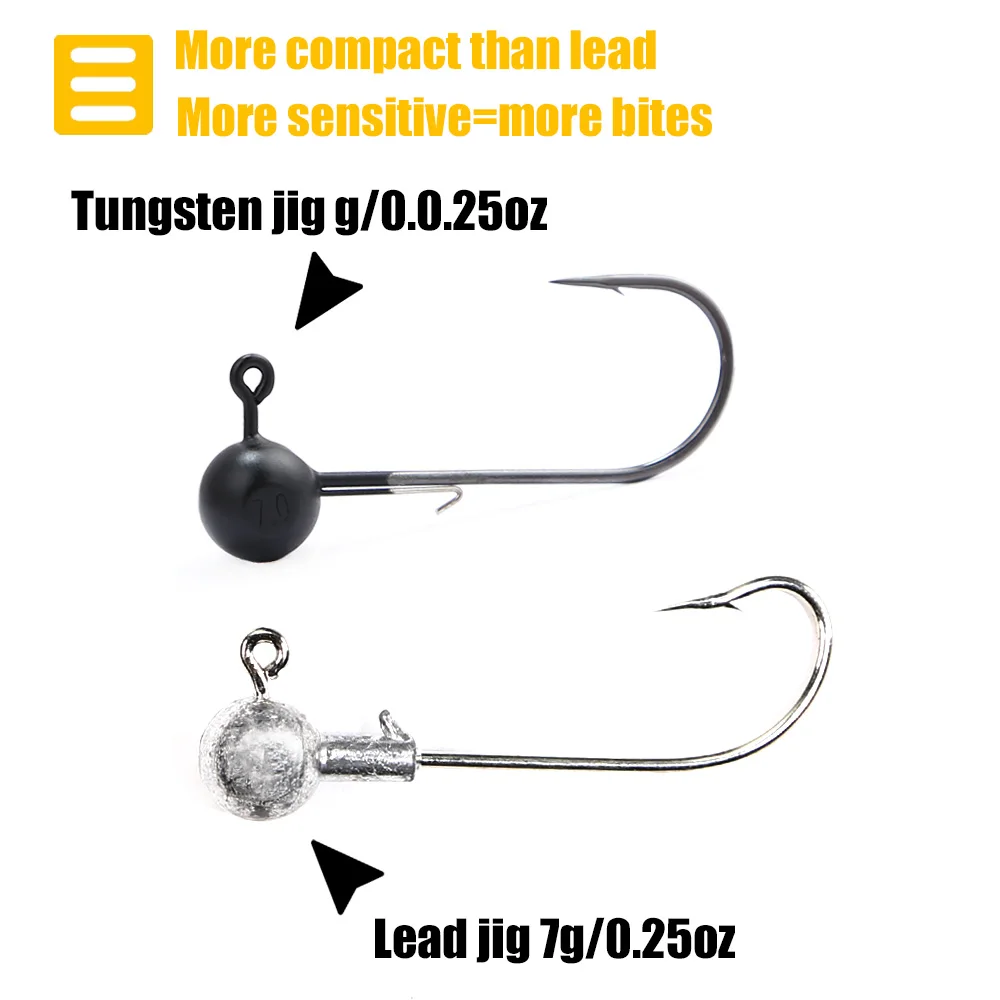 Anzuelos Jig Head tungsteno B&U con púas para depredadores - imagen 2