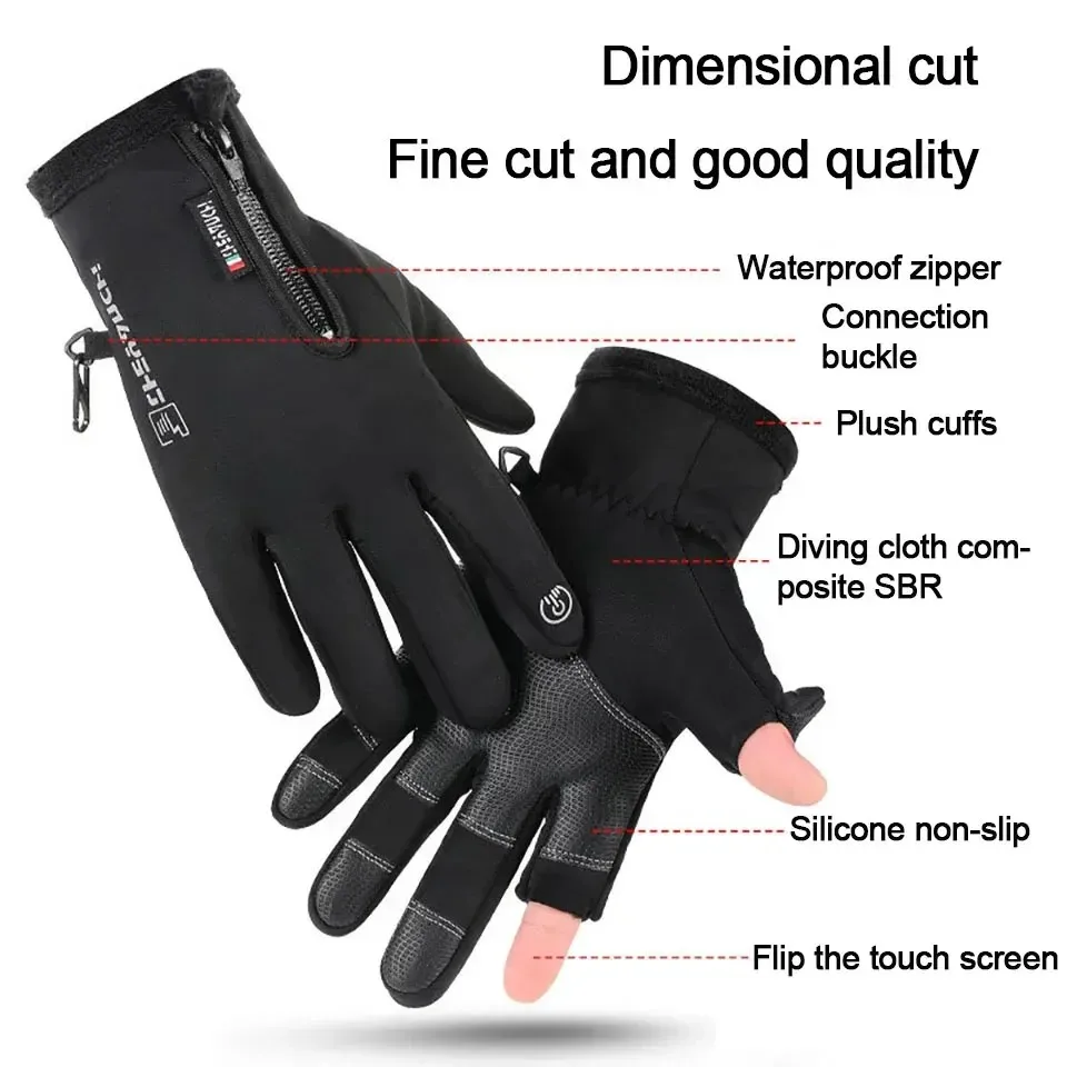 Guantes de pesca de invierno táctiles – Impermeables y antideslizantes