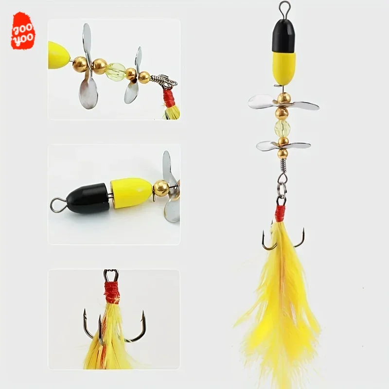 Luya Señuelos biónicos con lentejuelas giratorias dobles lubina perca - imagen 3