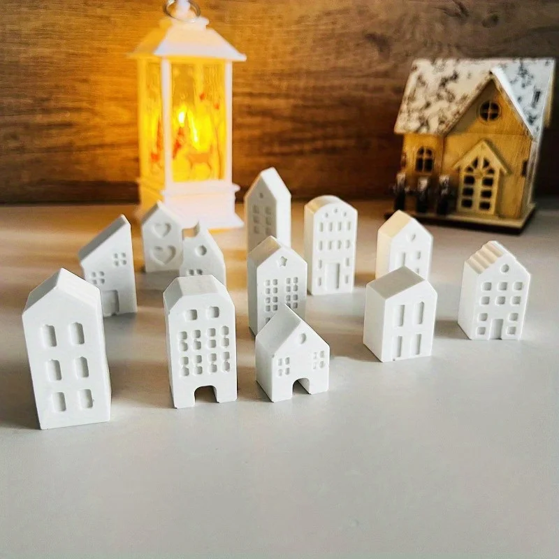 Mini casas en molde de silicona 3D