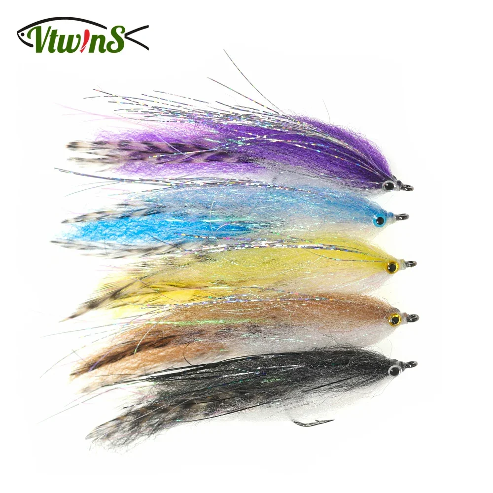 Vtwins Streamer mosca de agua salada Grizzly Hackle EP para lubina