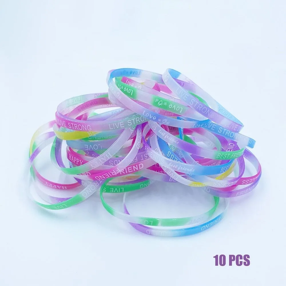 Pulsera silicona luminosa caramelo con letras motivacionales