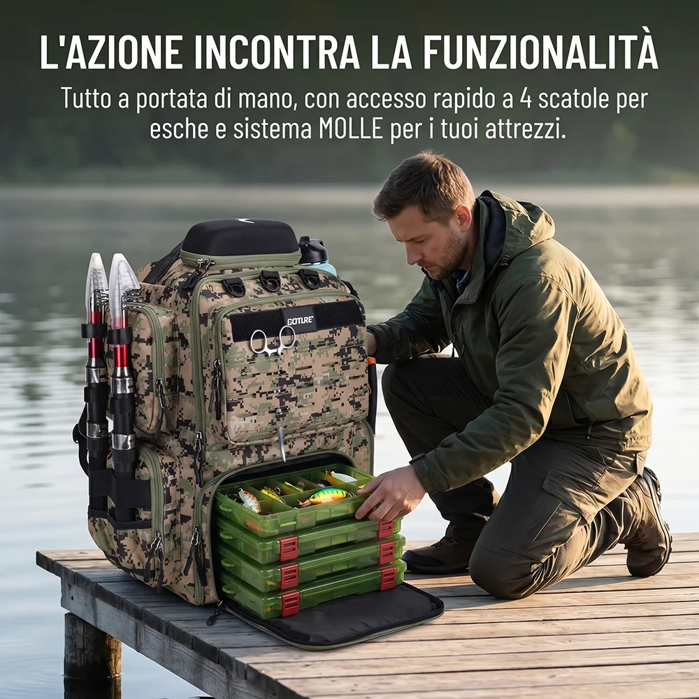 Mochila de pesca Goture 900D bolsa táctica impermeable ligera - imagen 2