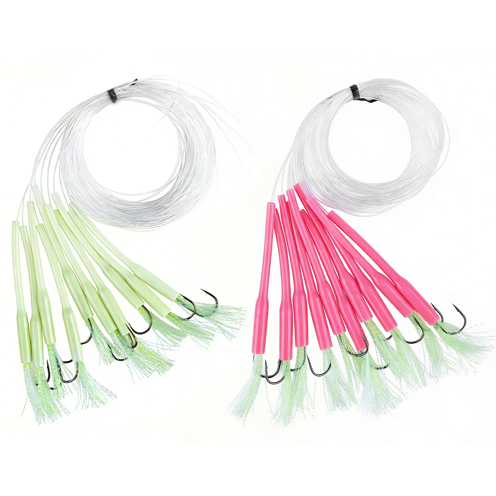 Aparejo de pesca pre-atado con anzuelo de vástago largo