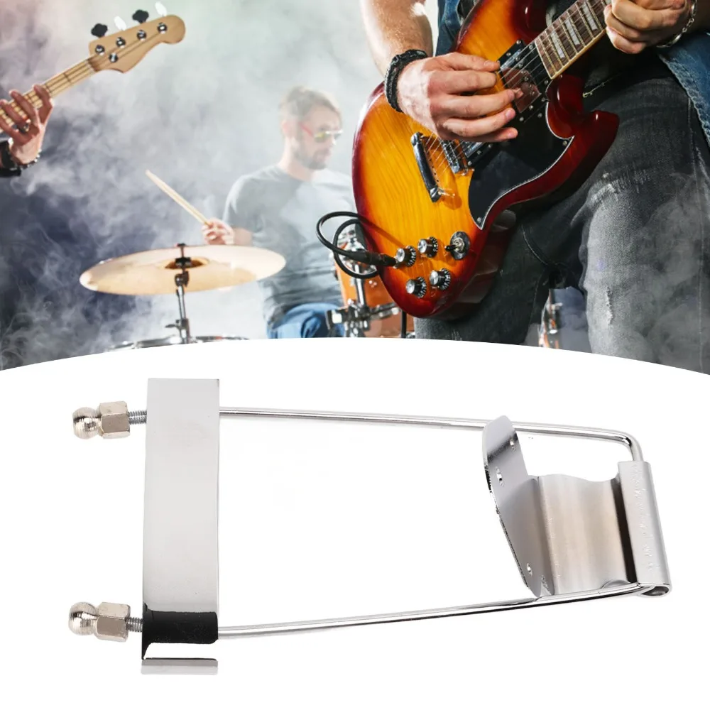 Puente de cola trapezoidal cromado metálico para guitarra plata - imagen 3