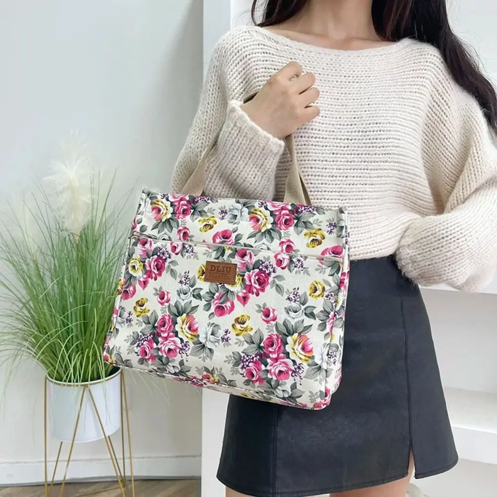 Bolsa de lona floral étnica para picnic y viajes, gran capacidad - imagen 4