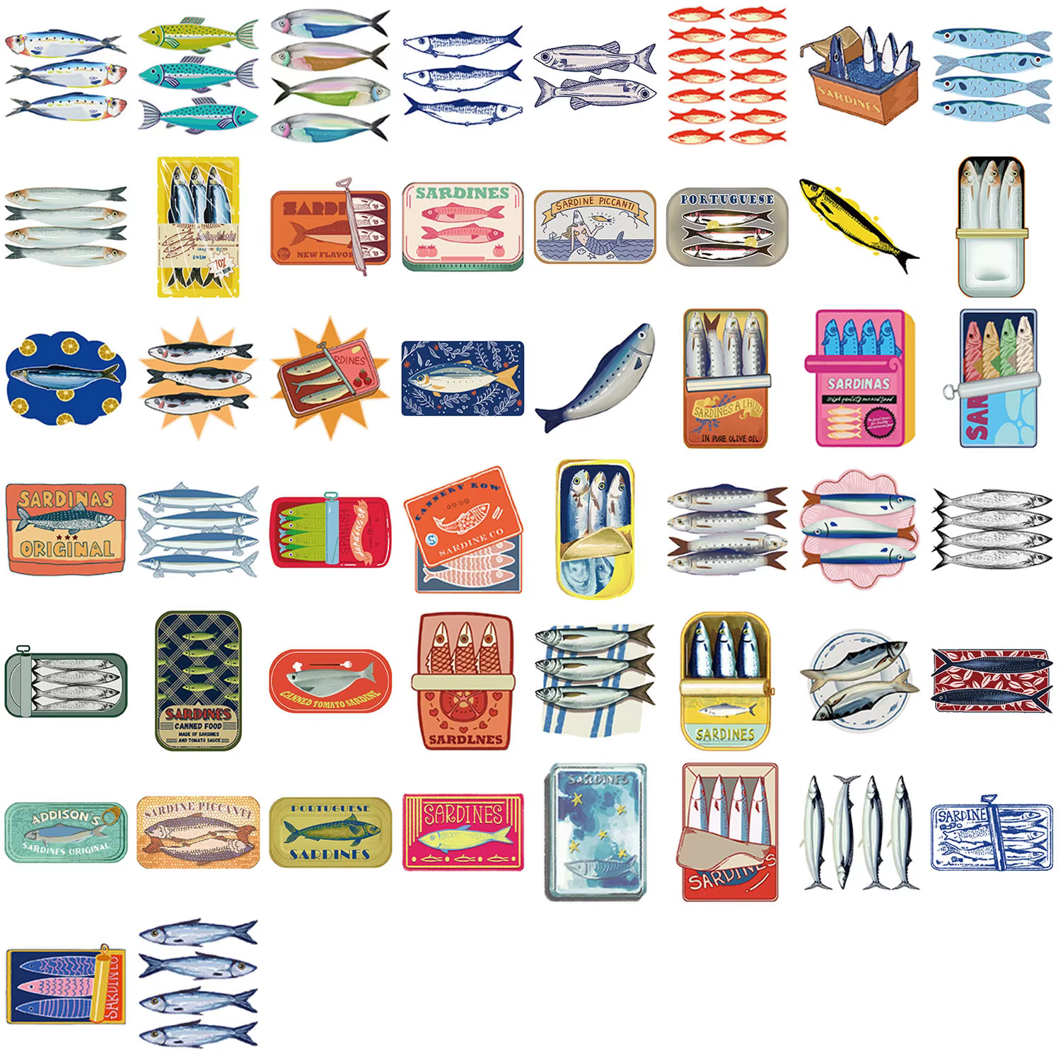 Vinilos de pesca pegatinas sardinas mediterráneas impermeables - imagen 4