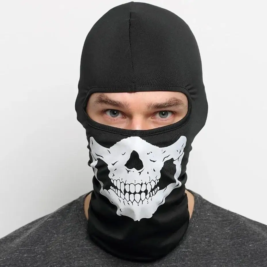 Mascarilla térmica facial de poliéster con calavera fantasma