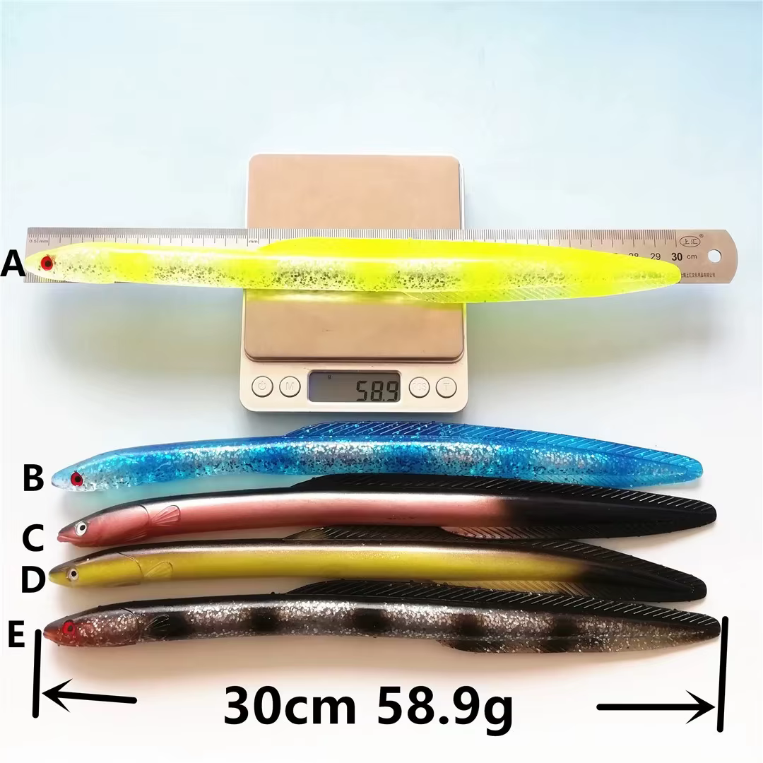 SWOLFY Señuelo Silicona Anguila Arena Ojos 3D – Pesca Dulce y Salada - imagen 5