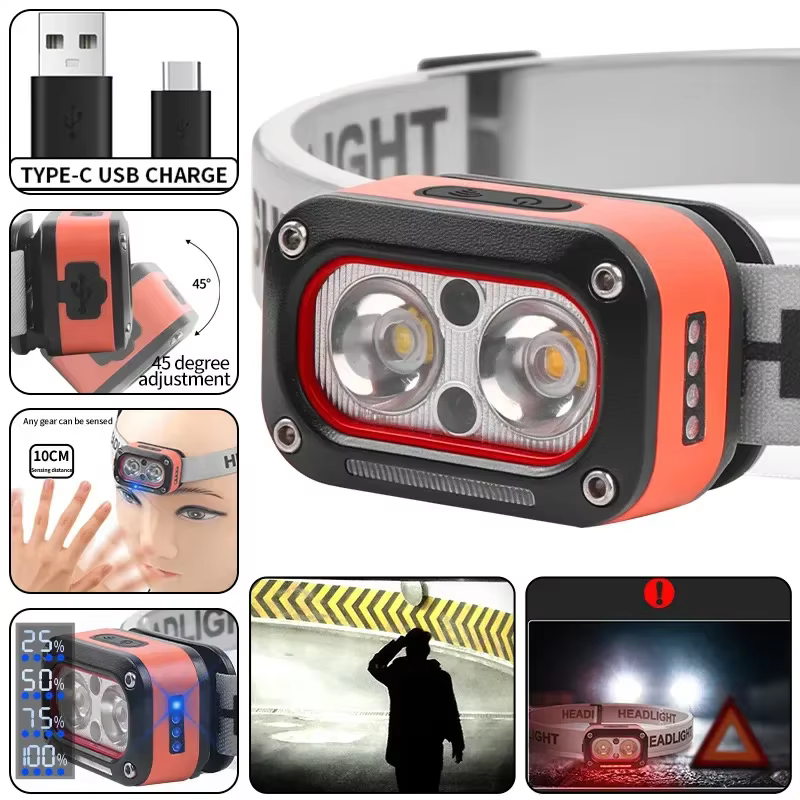 Frontal LED recargable 3 modos – Iluminación pesca nocturna - imagen 2