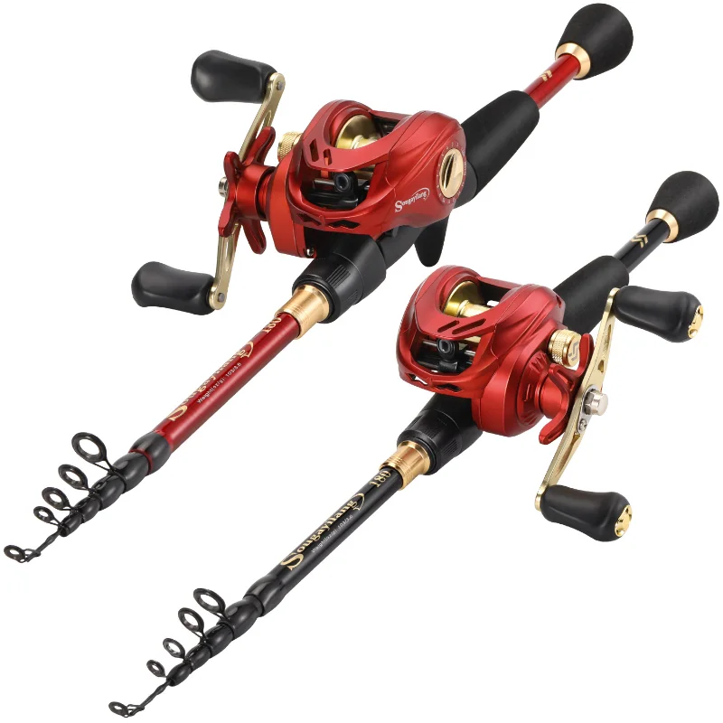 Sougayilang Combo: Cana telescopica de pesca fibra carbono 2,4-7,2 m - imagen 4