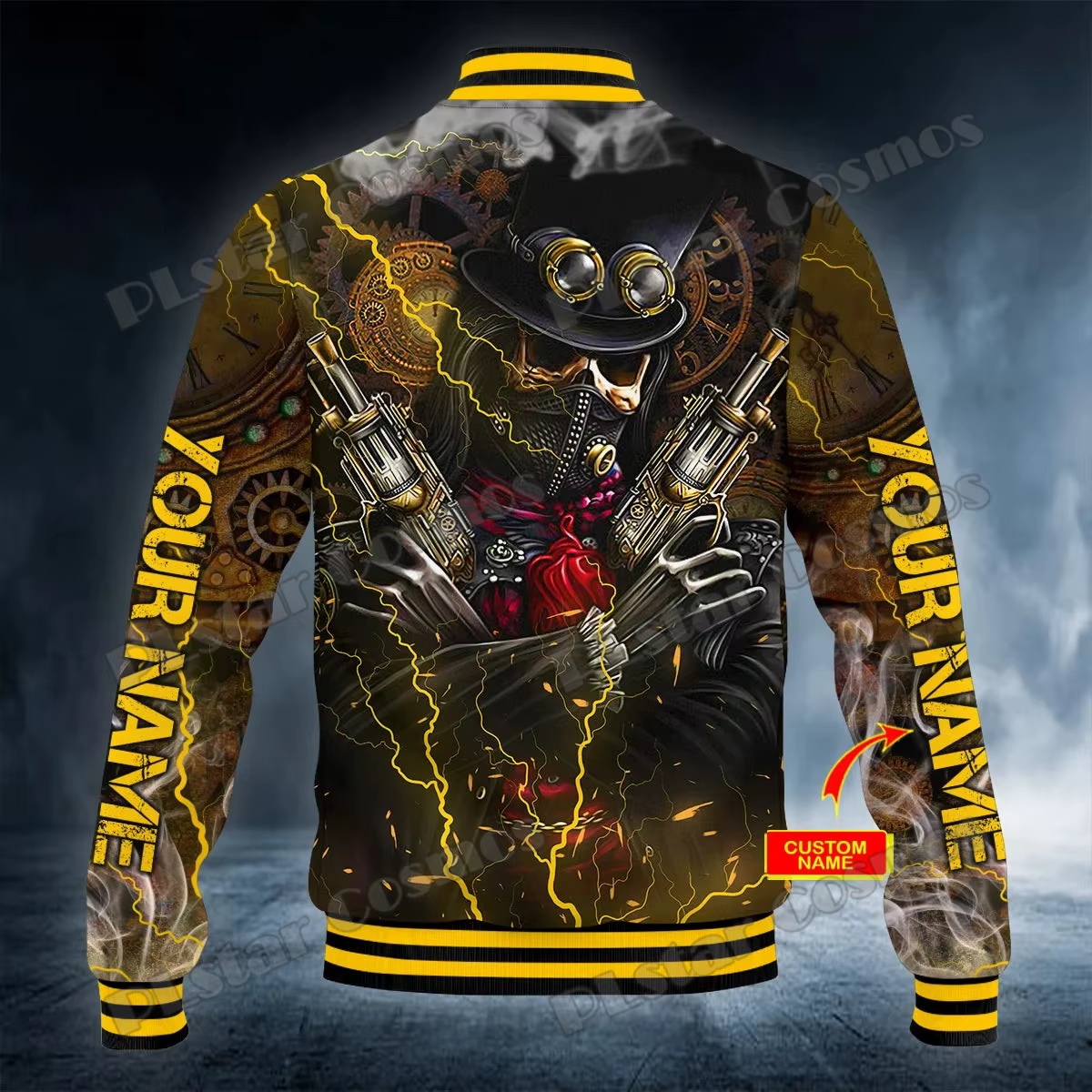 Chaqueta de Béisbol Estampado 3D Calavera y Rosas Rojas – Invierno - imagen 3