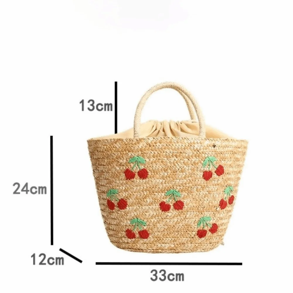Bolso de pesca bandolera con bordado y paja – gran capacidad - imagen 5