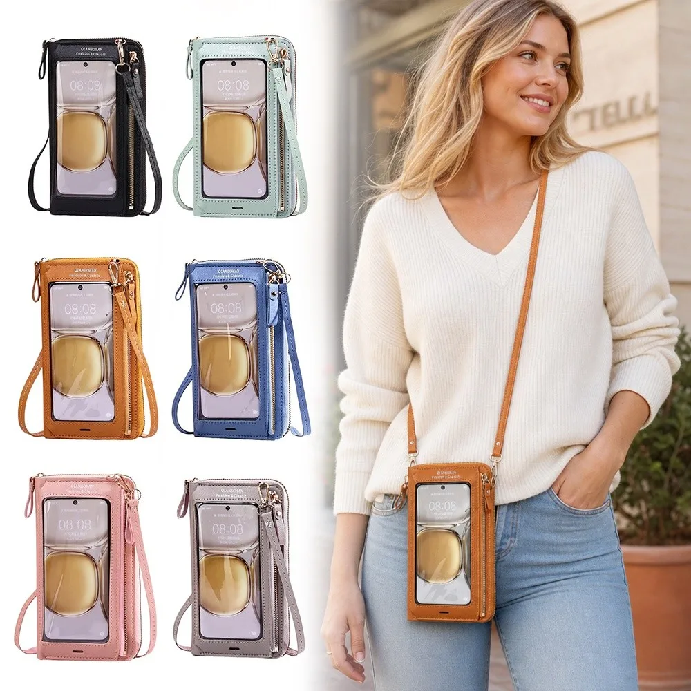 Bolso de teléfono con pantalla táctil RFID antirrobo PU