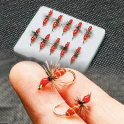 Ganchos para pesca con mosca: ninfas atadas a mano para trucha