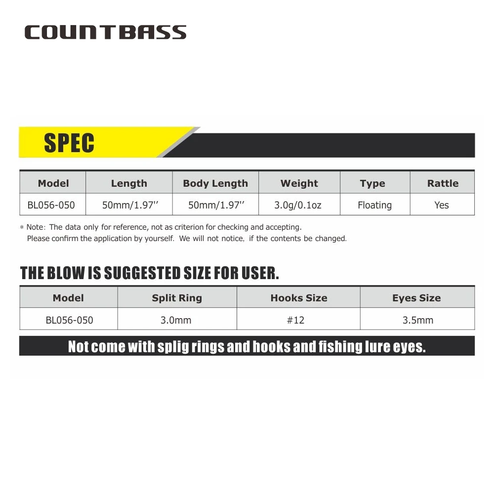 Countbass Popper 50mm – Señuelo flotante de superficie sin pintar - imagen 3