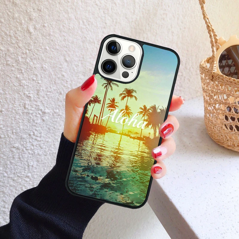 Vista completa de la funda con diseño Aloha