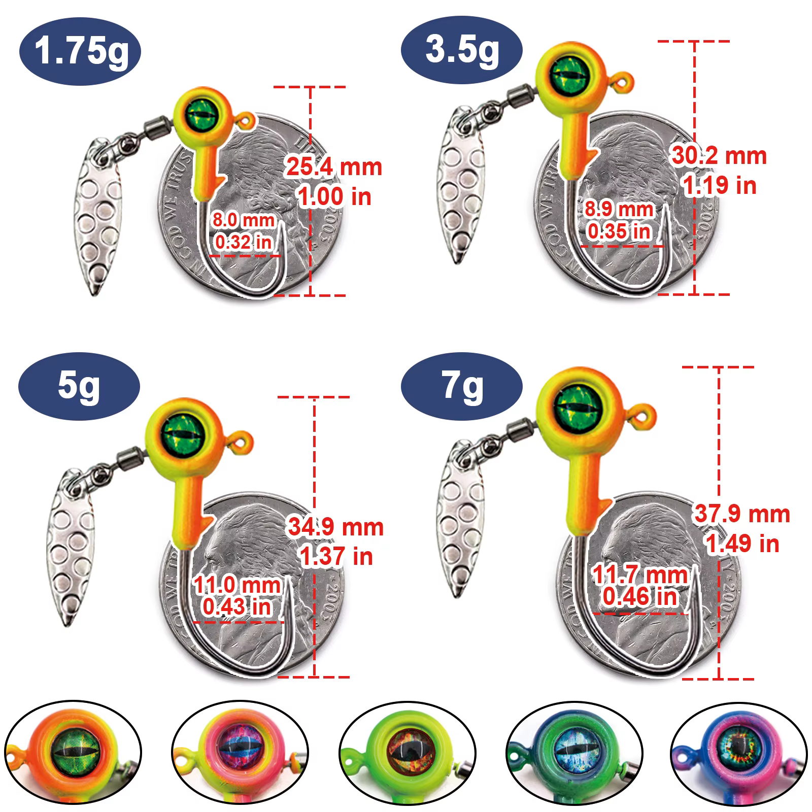 Anzuelos Jig Head Spinner con hoja de sauce pesca agua dulce y salada - imagen 5