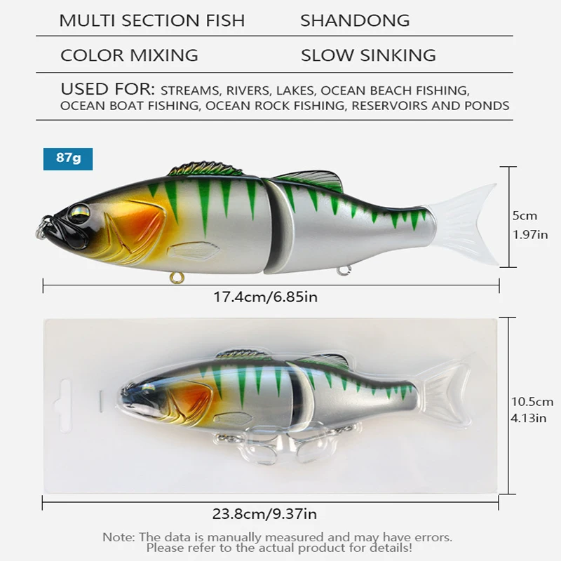 Detalle del señuelo de pesca articulado con anzuelos