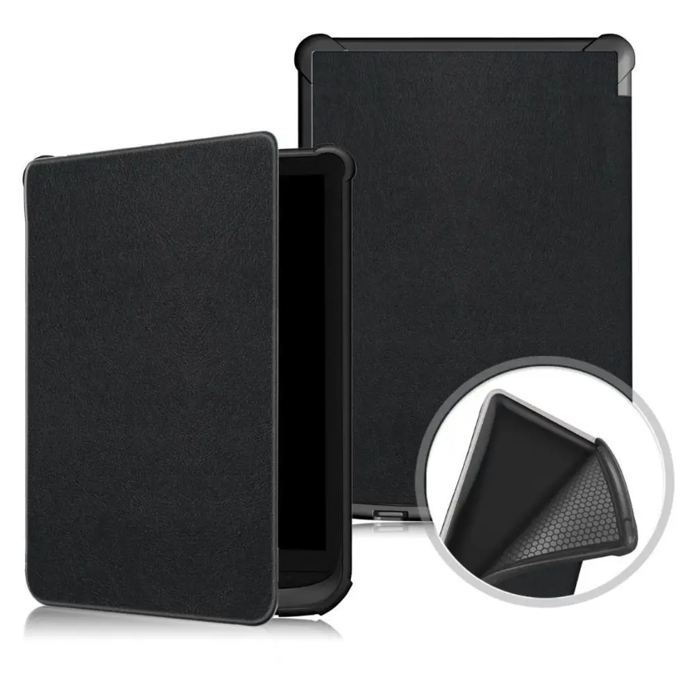Funda abierta mostrando el lector colocado