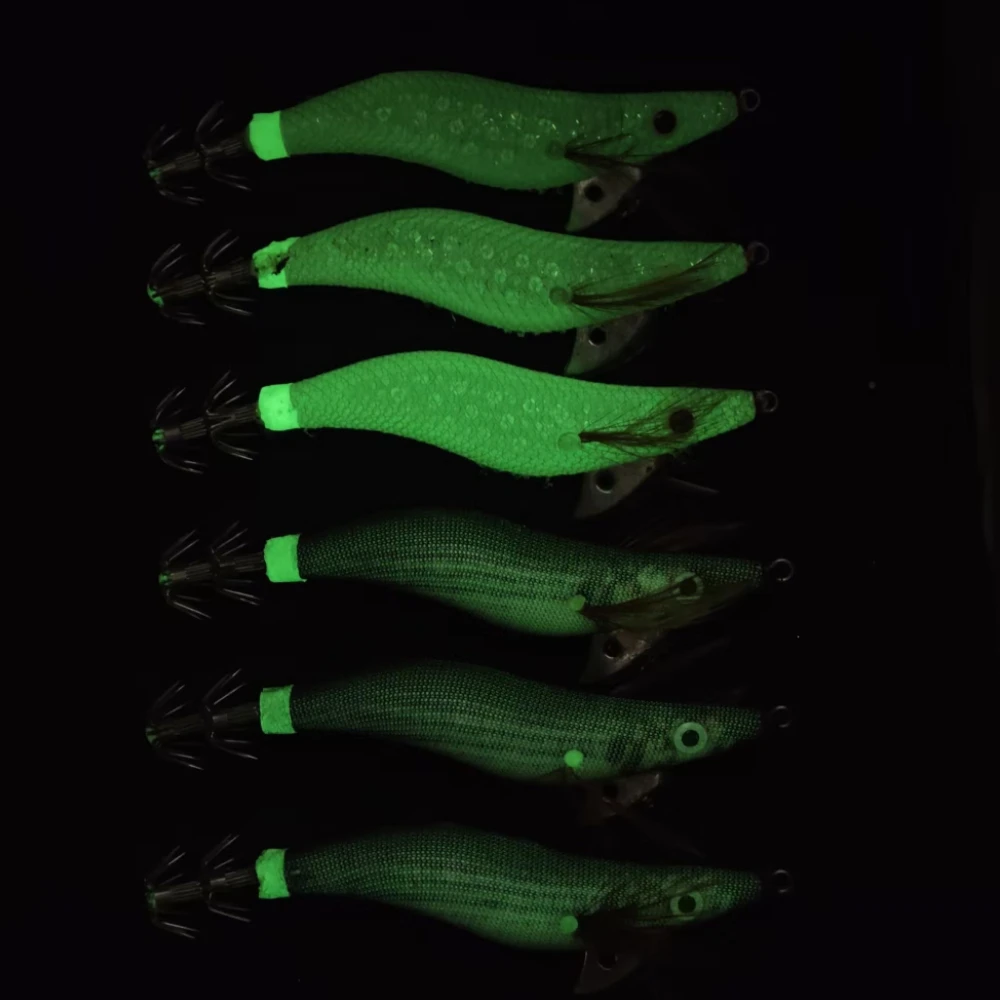 Señuelo de calamar y camarón artificial luminoso